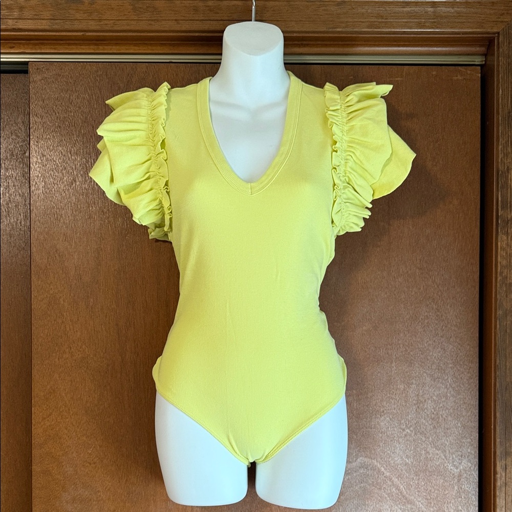 Yellow Ruffle Sleeve Bodysuit